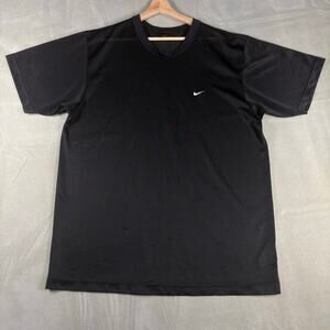 Nike Dri-Fit Mesh Athletic Shirt Black Mens L Training Running Gym Performance